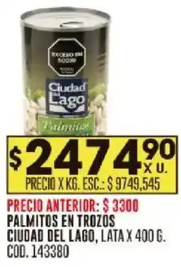 Coto Ciudad del lago palmitos en trozos lata oferta