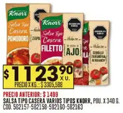 Coto Knorr salsa tipo casera varios tipos pou. oferta
