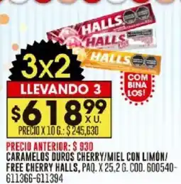 Coto Halls caramelos duros cherry/miel con limón/ free cherry paq. oferta