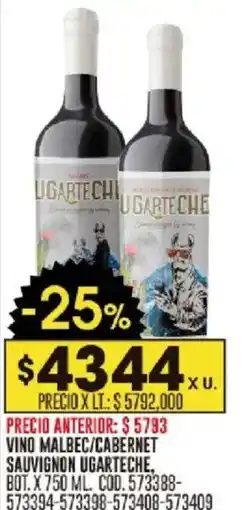 Coto Ugarteche vino malbec/cabernet sauvignon bot. oferta