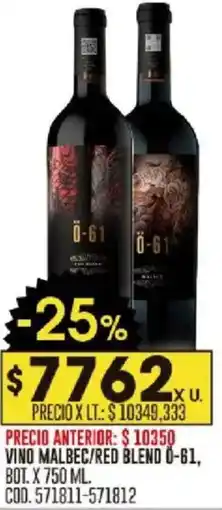 Coto Blend 0-61 vino malbec/red bot. oferta