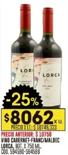 Coto Lorca vino cabernet-franc/malbec bot. oferta