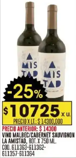 Coto La amistad vino malbec/cabernet sauvignon bot. oferta