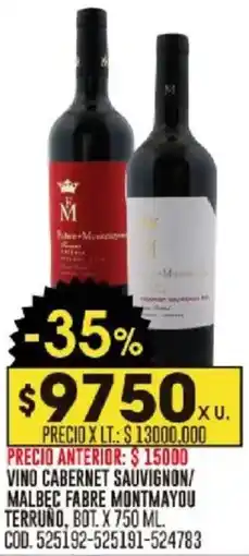 Coto Montmayou terruno vino cabernet sauvignon/ malbec fabre bot. oferta
