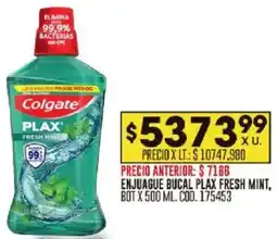 Coto Colgate enjuague bucal plax fresh mint, bot oferta