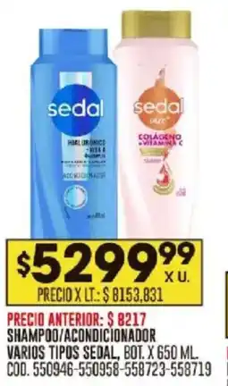 Coto Sedal shampoo/acondicionador varios tipos bot. oferta