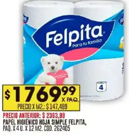 Coto Felpita papel higiénico hoja simple paq. oferta