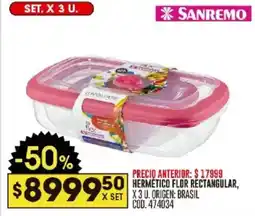 Coto Sanremo hermetico flor rectangular oferta
