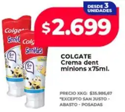 Supermayorista Vital Colgate crema dent minions oferta