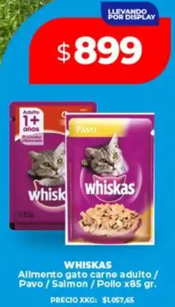 Supermayorista Vital Whiskas allmento gato carne adulto / pavo / salmon/pollo oferta