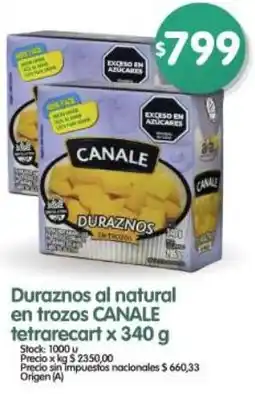 Supermercados Buenos Días Canale duraznos al natural en trozos tetrarecart oferta