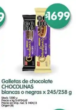Supermercados Buenos Días Chocolinas galletas de chocolate blancas o negras oferta