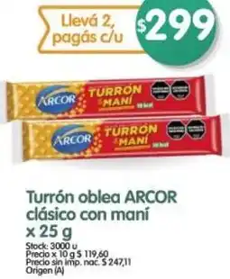 Supermercados Buenos Días Arcor turrón oblea clásico con maní oferta