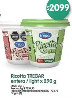 Supermercados Buenos Días Tregar ricotta entera/light oferta