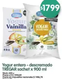 Supermercados Buenos Días Tregar yogur entero-descremado sachet oferta