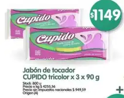 Supermercados Buenos Días Cupido jabón de tocador tricolor oferta