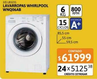 Cetrogar Lavarropas Whirlpool Wnq06ab oferta