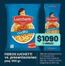 Supermercados Vea Fideos luchetti vs. presentaciones paq. oferta