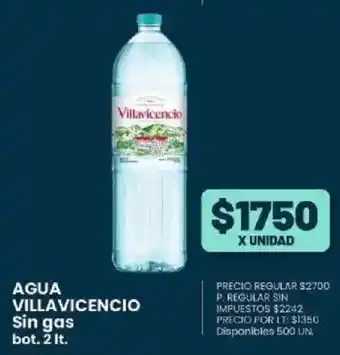 Agua villavicencio sin gas bot.