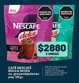 Supermercados Vea Nescafé café dolca mixes vs. presentaciones paq. oferta