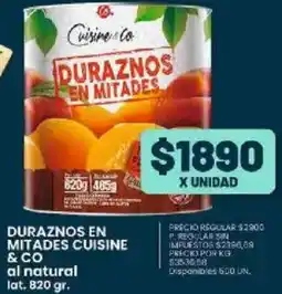 Supermercados Vea Cuisine & Co duraznos en mitades al natural lat. oferta