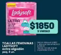 Supermercados Vea Ladysoft toallas femeninas extra algodón paq. oferta