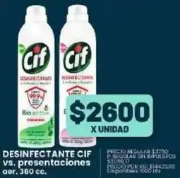 Supermercados Vea Cif desinfectante vs. presentaciones aer. oferta