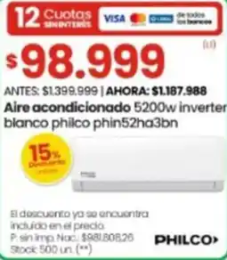Changomas Philco aire acondicionado inverter blanco oferta
