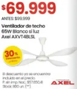 Changomas axel ventilador de techo blanco si luz oferta