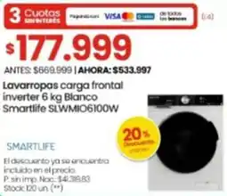 Changomas Smartlife lavarropas carga frontal inverter blanco oferta