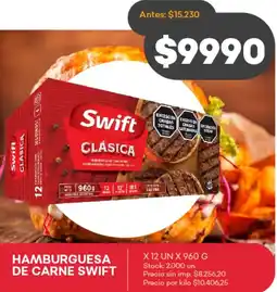 Supermercados Tadicor Swift hamburguesa de carne oferta