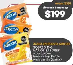 Supermercados Tadicor Arcor jugo en polvo varios sabores oferta
