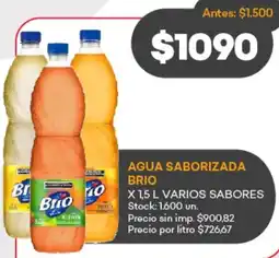 Supermercados Tadicor Brio agua saborizada varios sabores oferta