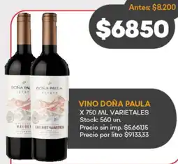 Supermercados Tadicor Doña paula vino varietale oferta