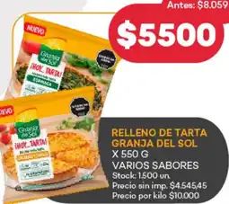 Supermercados Tadicor Granja del sol relleno de tarta varios sabores oferta
