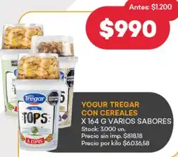 Supermercados Tadicor Tregar yogur con cereales varios sabores oferta