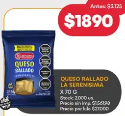 Supermercados Tadicor La serenisima queso rallado oferta