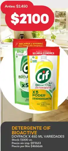 Supermercados Tadicor Cif detergente bioactive doypack variedades oferta