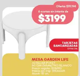 Supermercados Tadicor Mesa garden life auxiliar puket diametro blanco oferta