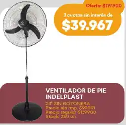 Supermercados Tadicor Ventilador de pie indelplast 24' sin botonera oferta
