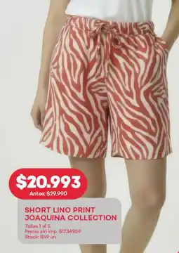 Supermercados Tadicor Short lino print joaquina collection oferta