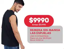 Supermercados Tadicor Remera sin manga las espuelas lisa o estampada oferta
