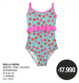 Atomo Conviene Malla nena bretel fino, volado estampada oferta