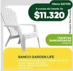 Super MAMI Banco garden life jardin monoblock miami blanco oferta