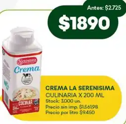 Super MAMI La serenisima crema culinaria oferta