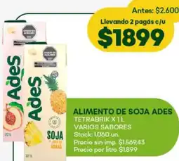 Super MAMI Ades alimento de soja tetrabrik varios sabores oferta