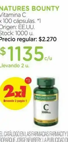 Farmacity Vitamina c x 100 cápsulas. oferta