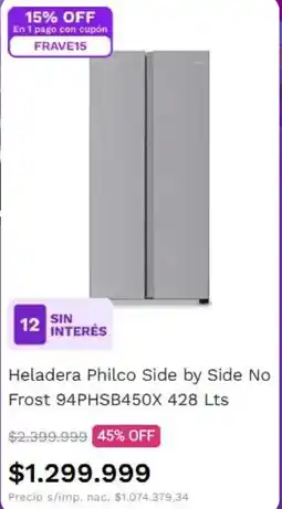 Frávega Philco heladera side by side no frost oferta