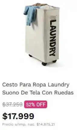 Frávega Cesto para ropa laundry suono de tela con ruedas oferta