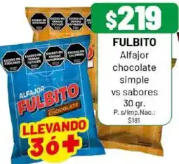Almacor Fulbito alfajor chocolate simple vs sabores oferta